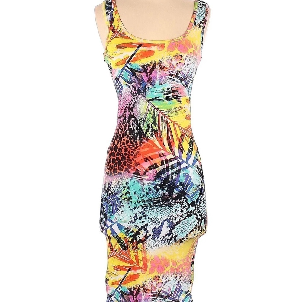Full Circle Trends Women Yellow Casual Tank Top Dress Medium **FINAL SALE $9***
